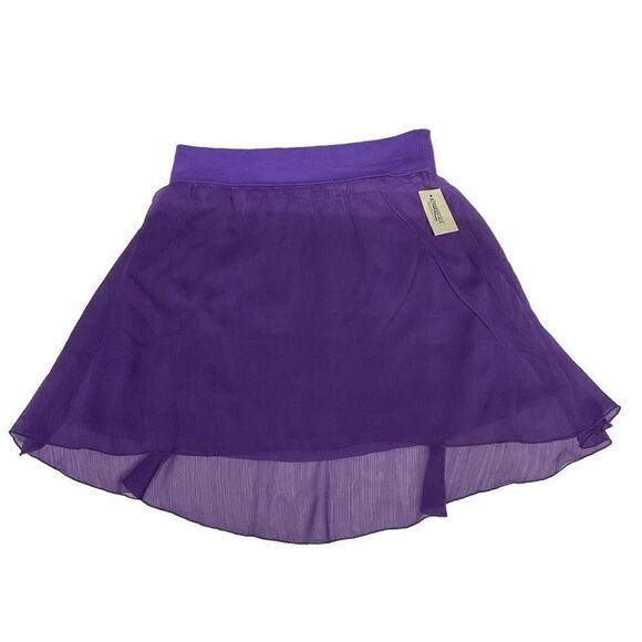 Aeropostale Mini Skirt Flare Sheer Overlay Purple Elastic Waist Junior Small - Picture 8 of 13